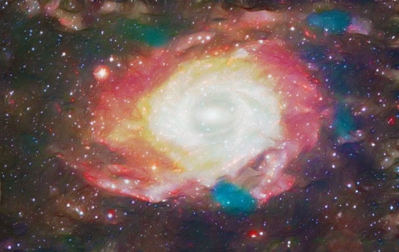 Colorful spiral galaxy.